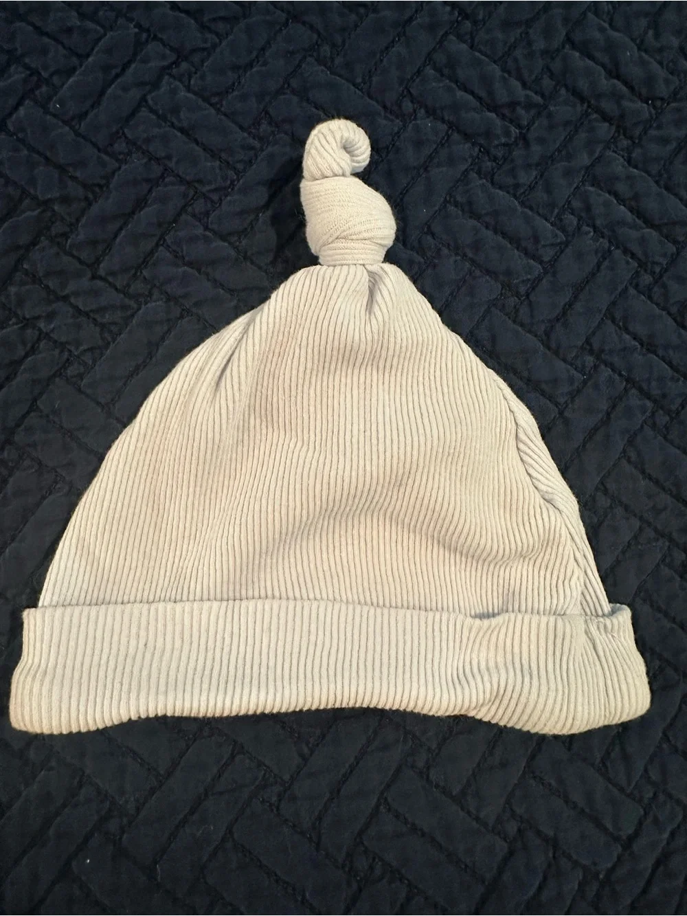 Knot Top Ribbed Baby Cotton Beanie - Light Blue Hat Kyle & Deena 6-9 Months